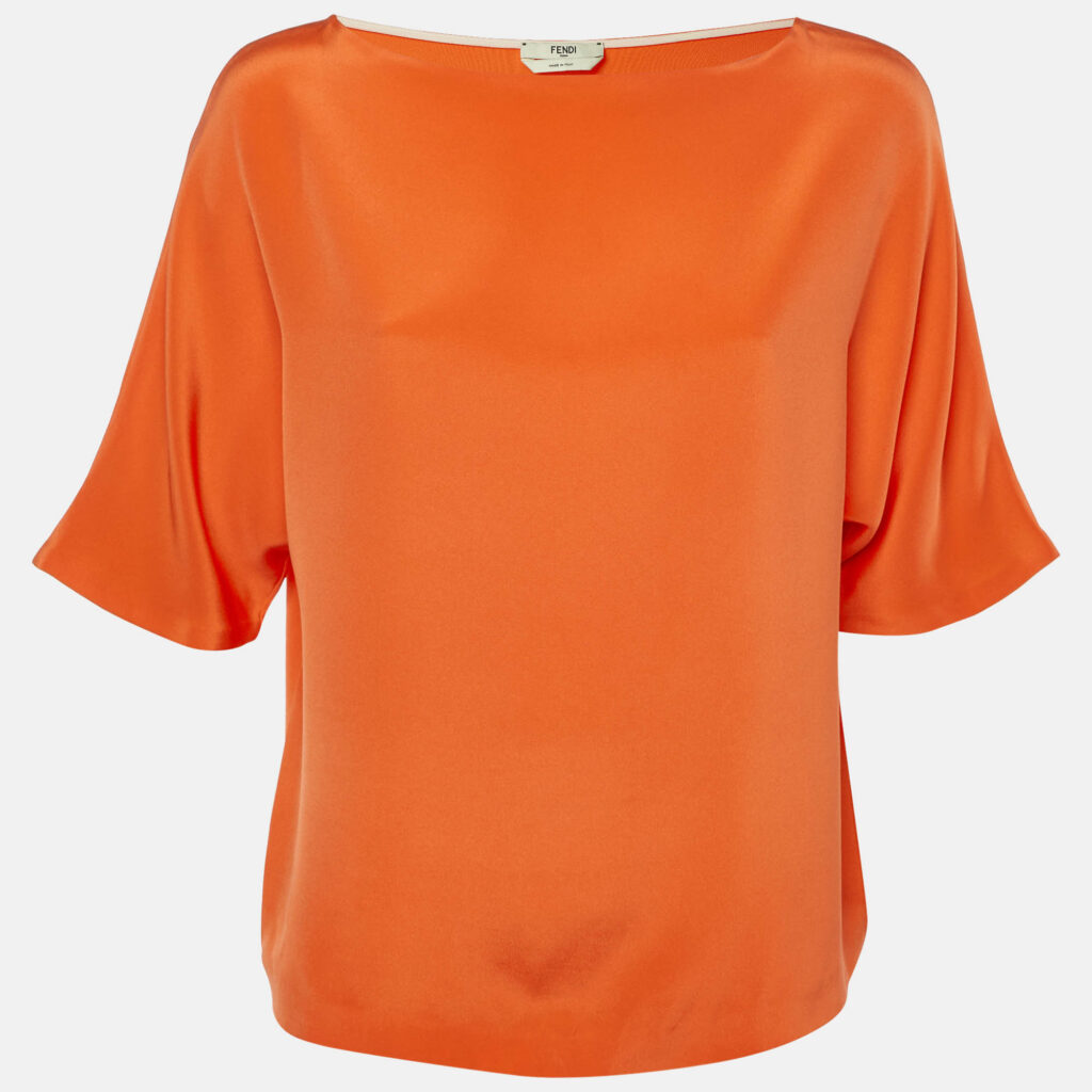 Fendi Orange Silk Oversized Top S Fendi Orange Silk Oversized Top S