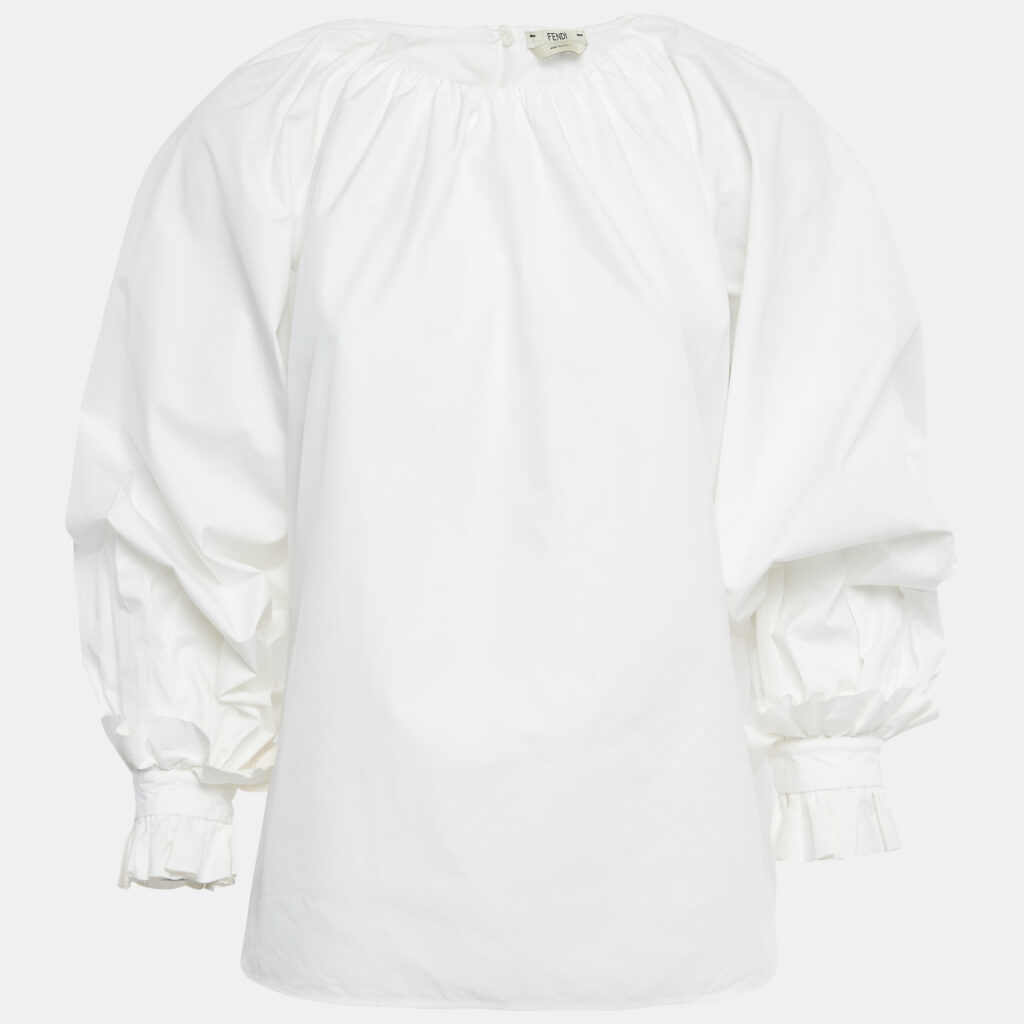 Fendi White Cotton Long Sleeve Blouse M Fendi White Cotton Long Sleeve Blouse M