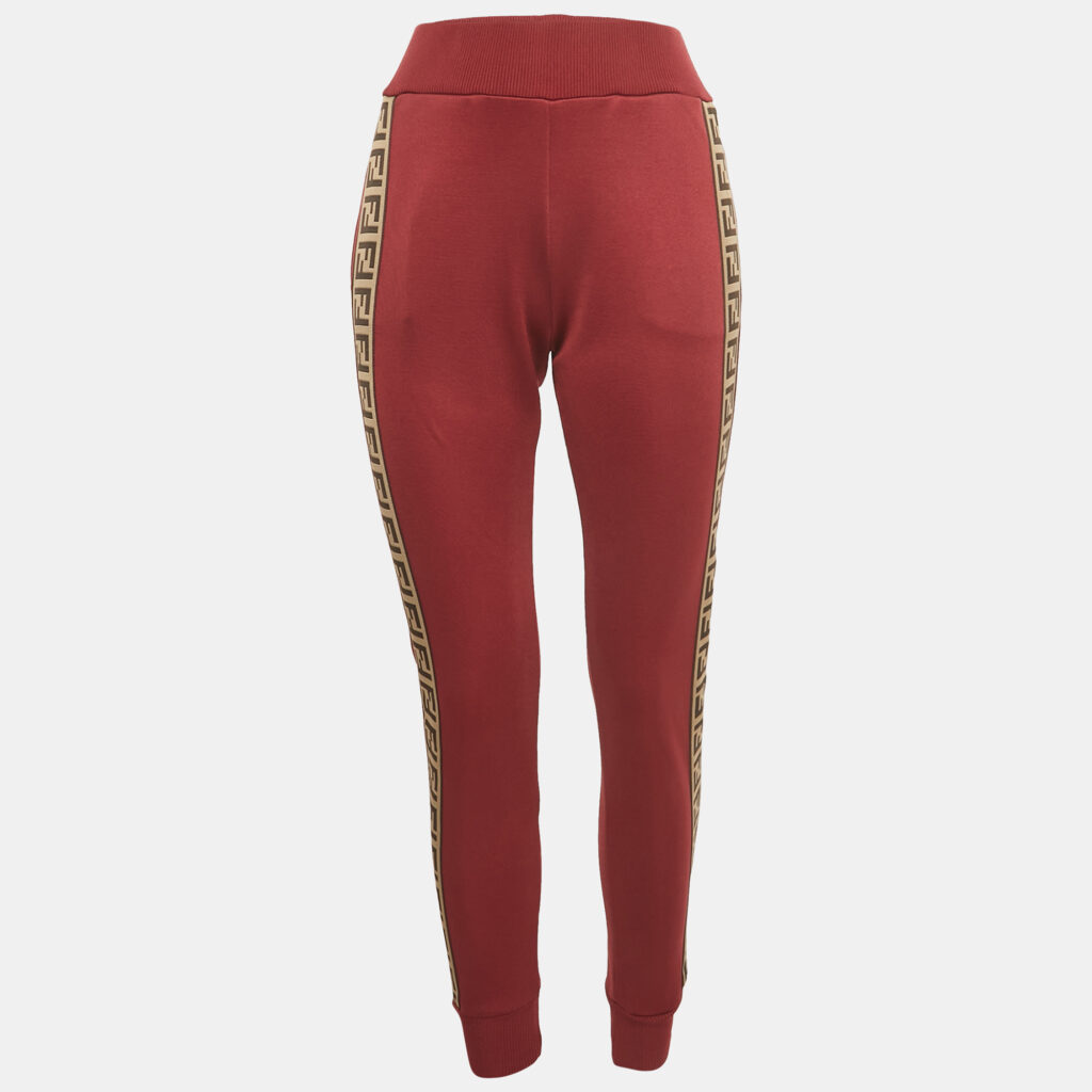 Fendi Red FF Logo Band Detail Jersey Jogger Pants S Fendi Red FF Logo Band Detail Jersey Jogger Pants S
