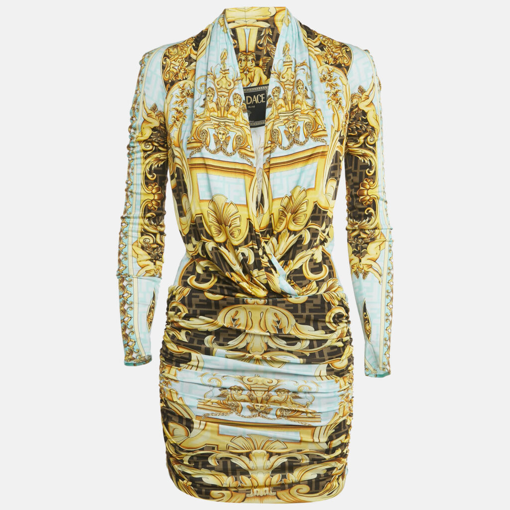 Fendace Multicolor Baroque Print Jersey Bodysuit & Skirt Set M/S Fendace Multicolor Baroque Print Jersey Bodysuit & Skirt Set M/S