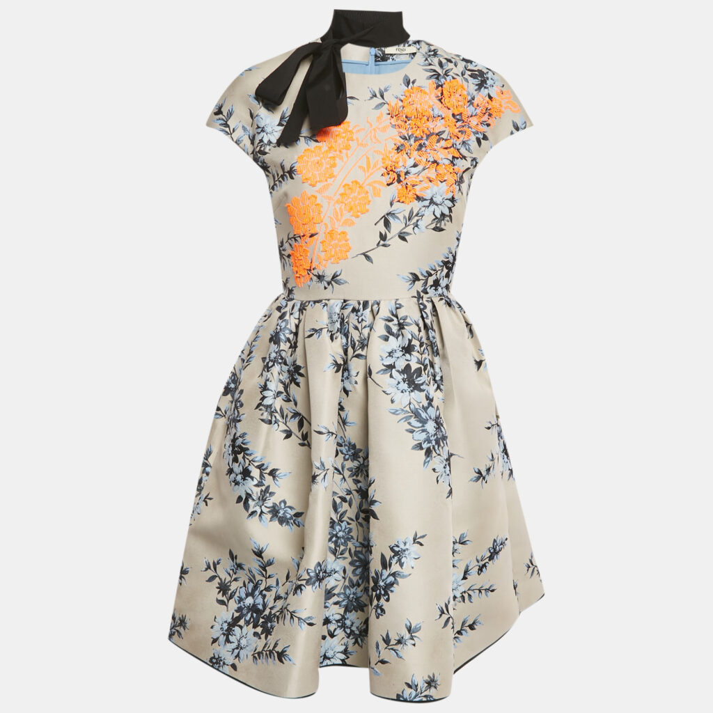 Fendi Grey Embroidered Jacquard Mini Dress M Fendi Grey Embroidered Jacquard Mini Dress M
