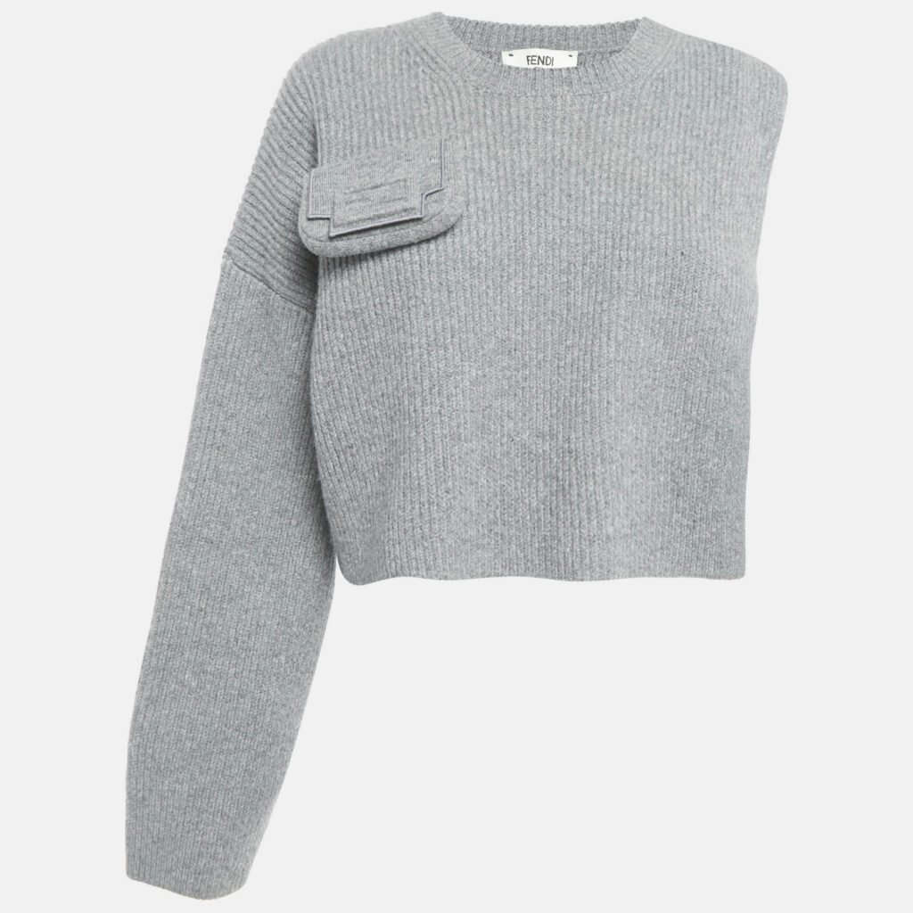 Fendi Grey Cashmere Pocket Detail Sweater S