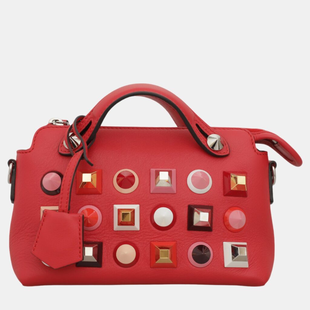 Fendi Red Leather Studded By The Way Bag Fendi Red Leather Studded By The Way Bag