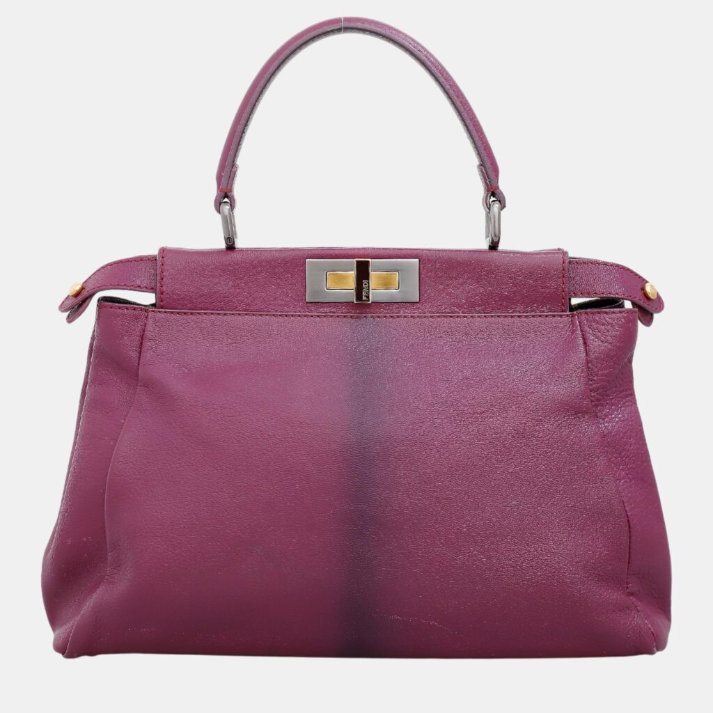 Fendi Purple Leather Regular Peekaboo Bag