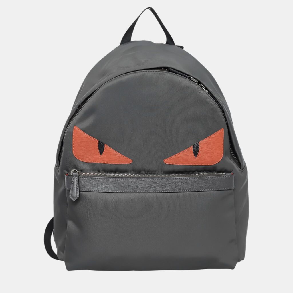 Fendi Grey Nylon Vitello Century Dolce Monster Eyes Rounded Backpack Fendi Grey Nylon Vitello Century Dolce Monster Eyes Rounded Backpack