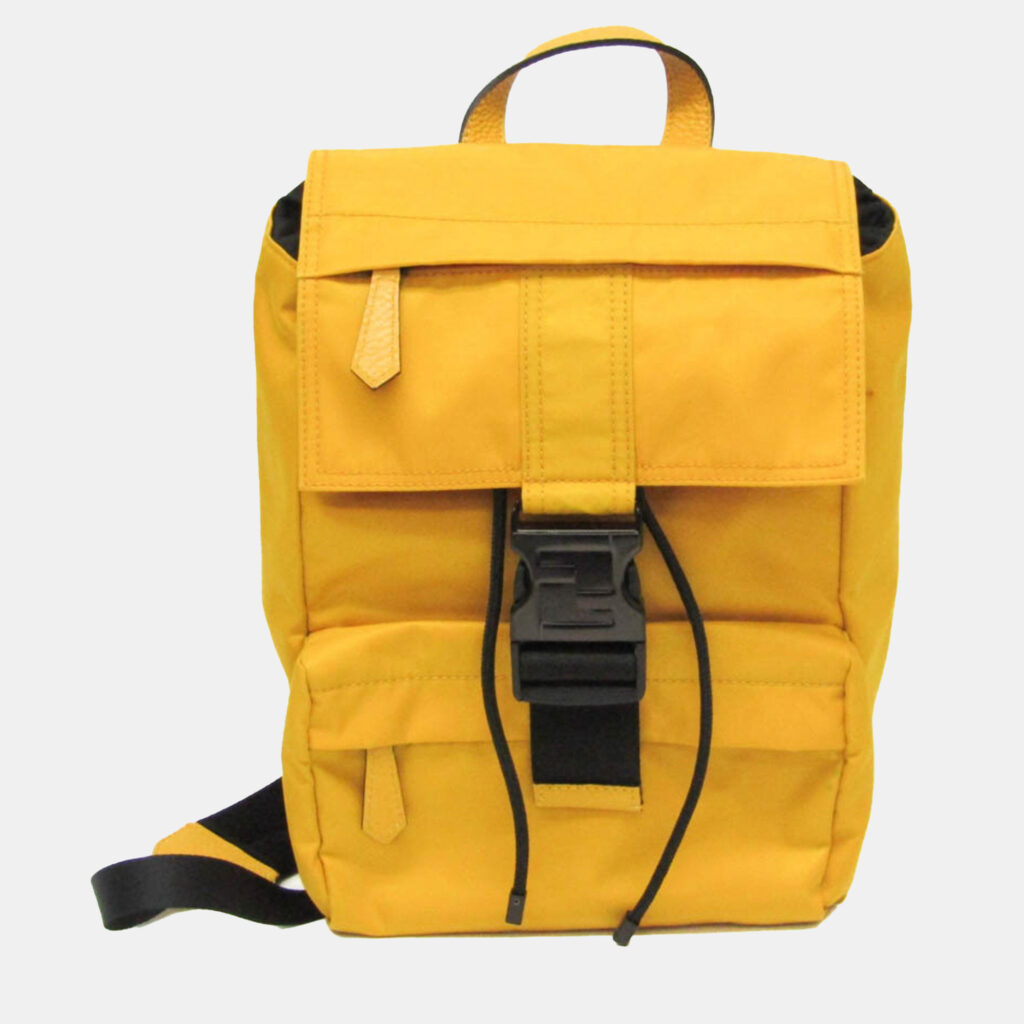 Fendi Yellow Nylon Fendines Sling Backpack Fendi Yellow Nylon Fendines Sling Backpack