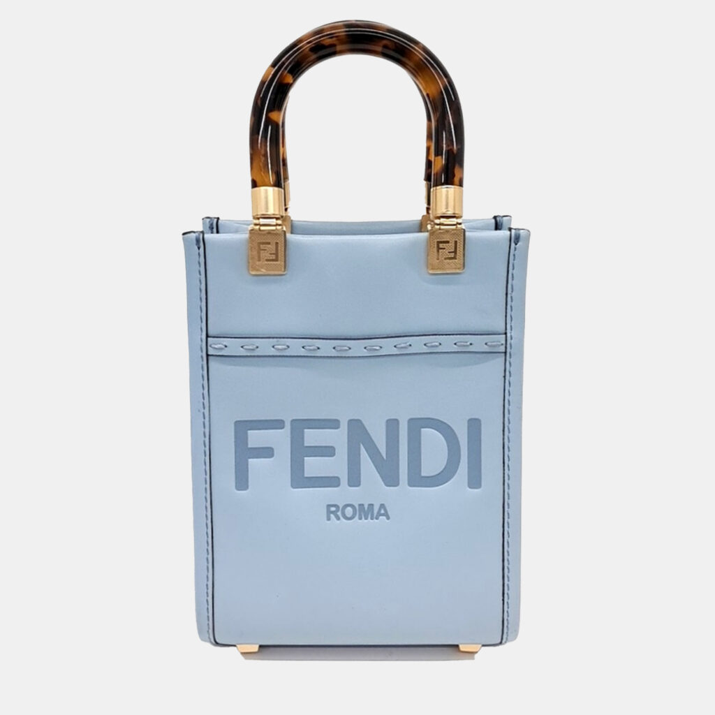 Fendi Blue Leather Sunshine Mini Crossbody Bag