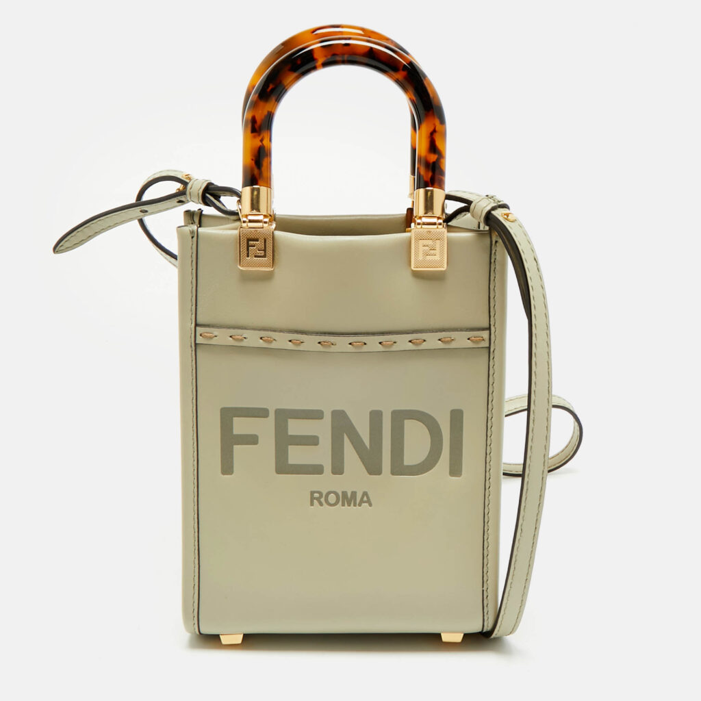 Fendi Light Green Leather Mini Sunshine Tote Fendi Light Green Leather Mini Sunshine Tote