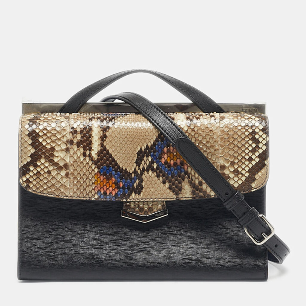 Fendi Multicolor Leather and Python Mini Demi Jour Top Handle Bag Fendi Multicolor Leather and Python Mini Demi Jour Top Handle Bag