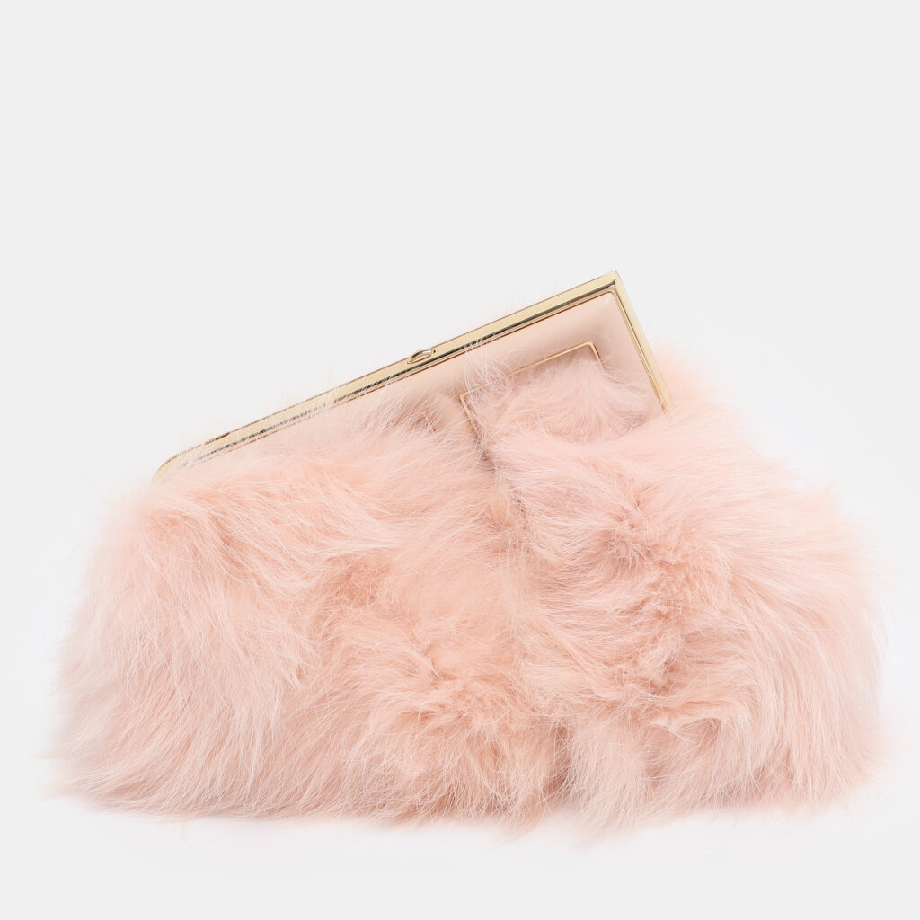 Fendi Pink For Fur and Leather Small First Clutch Fendi Pink For Fur and Leather Small First Clutch