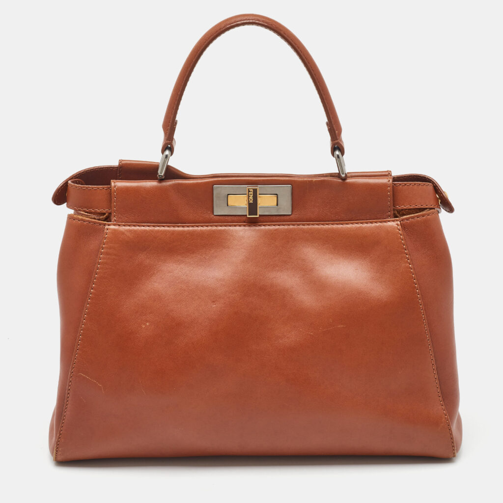 Fendi Brown Leather Medium Peekaboo Top Handle Bag Fendi Brown Leather Medium Peekaboo Top Handle Bag