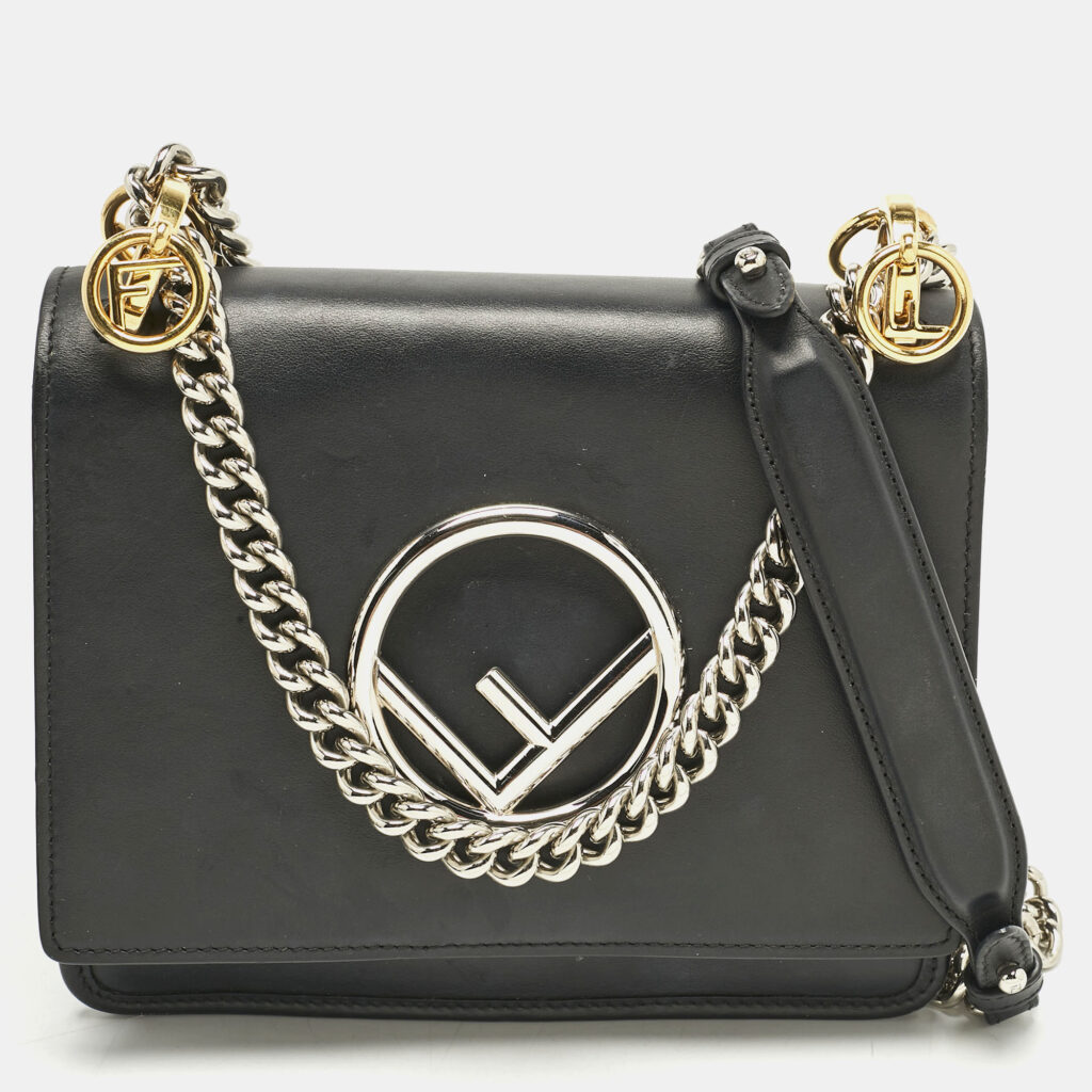 Fendi Black Leather Small Kan I F Shoulder Bag Fendi Black Leather Small Kan I F Shoulder Bag