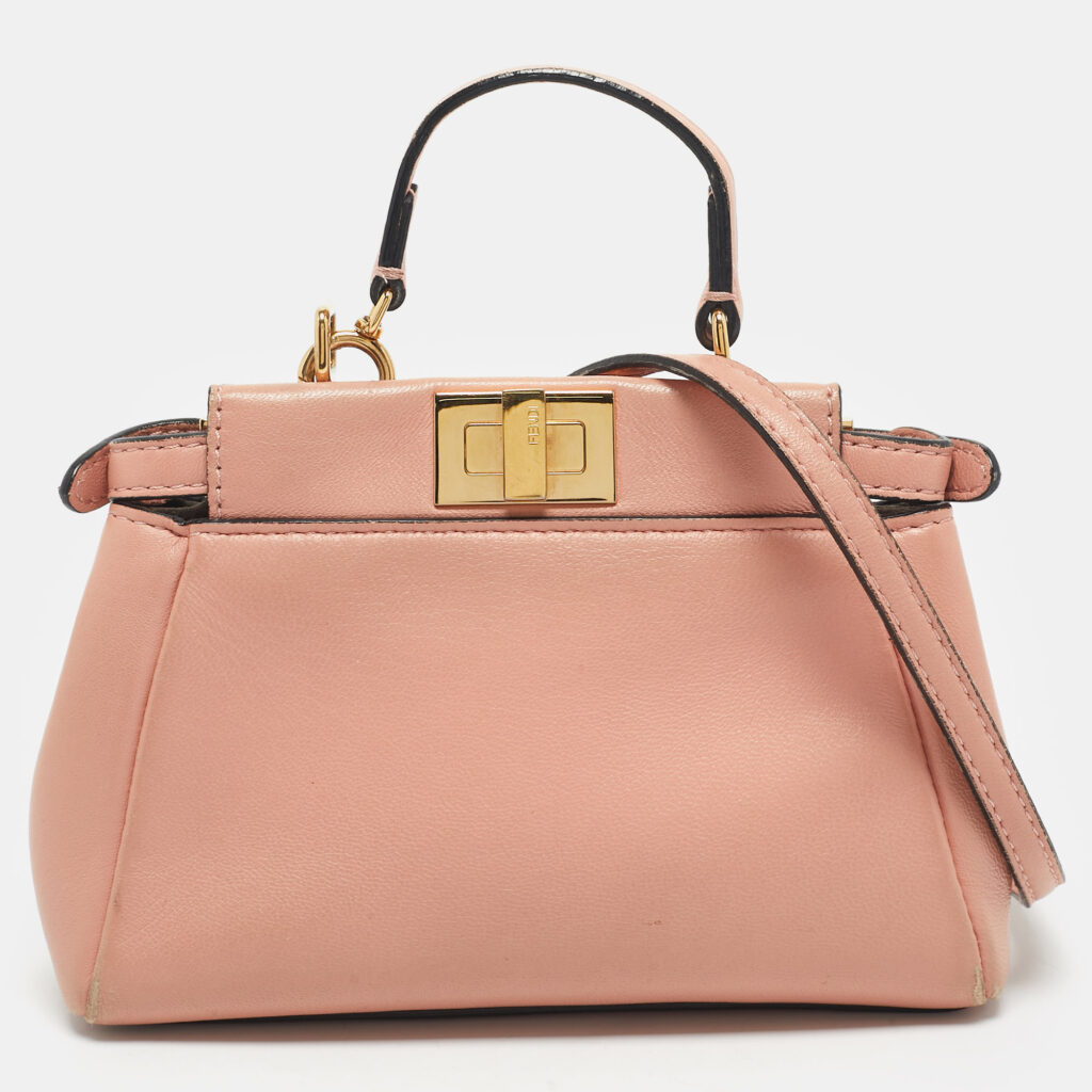 Fendi Peach Leather Micro Peekaboo Crossbody Bag Fendi Peach Leather Micro Peekaboo Crossbody Bag