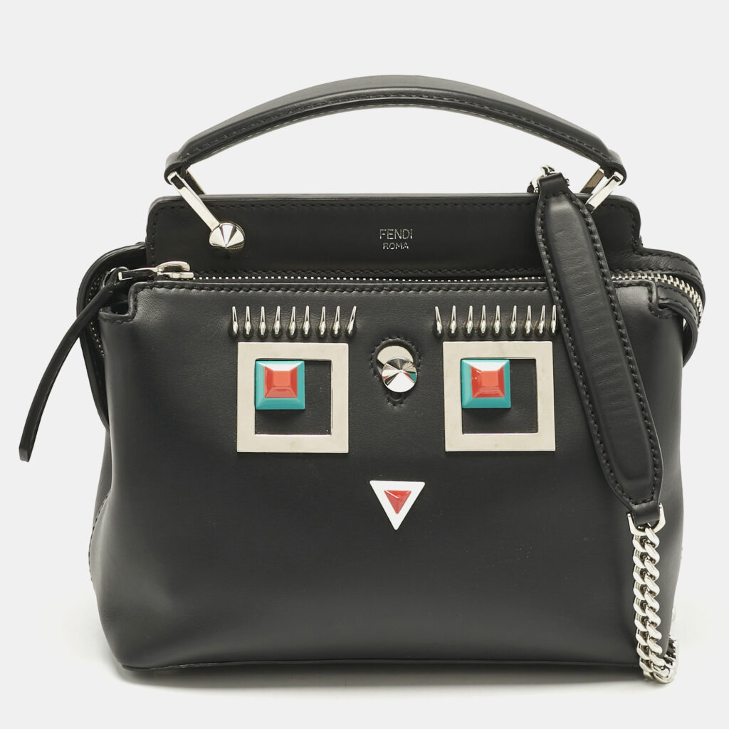Fendi Black Leather Small Hypnoteyes Dotcom Top Handle Bag Fendi Black Leather Small Hypnoteyes Dotcom Top Handle Bag