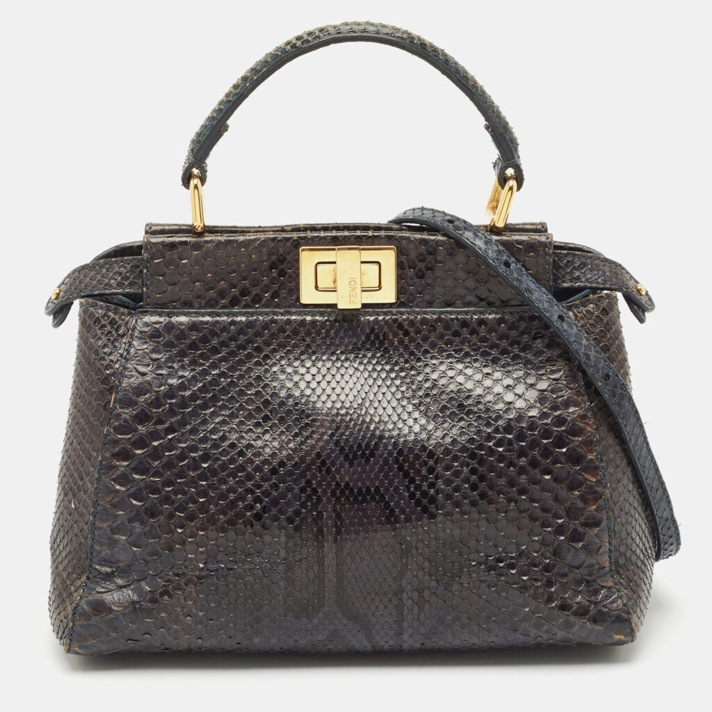 Fendi Teal Python Mini Peekaboo Top Handle Bag Fendi Teal Python Mini Peekaboo Top Handle Bag