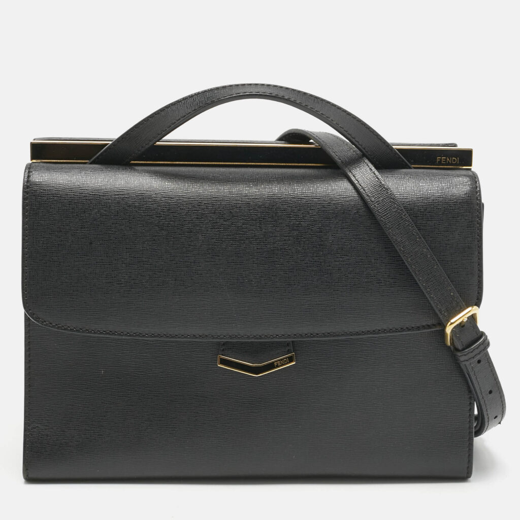 Fendi Black Leather Small Demi Jour Top Handle Bag Fendi Black Leather Small Demi Jour Top Handle Bag