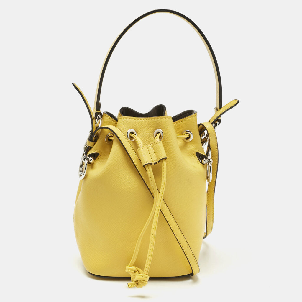 Fendi Yellow Leather Mini Mon Tresor Drawstring Bucket Bag Fendi Yellow Leather Mini Mon Tresor Drawstring Bucket Bag
