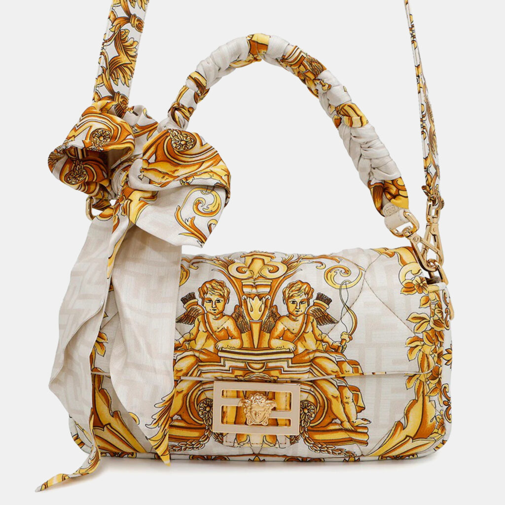 Fendi Fendace Mamma Bucket Ivory Yellow Nylon Shoulder Bag Fendi Fendace Mamma Bucket Ivory Yellow Nylon Shoulder Bag