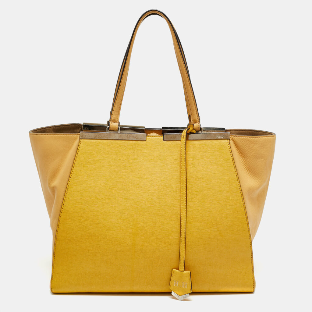 Fendi Two Tone Yellow Leather Large 3Jours Tote Fendi Two Tone Yellow Leather Large 3Jours Tote