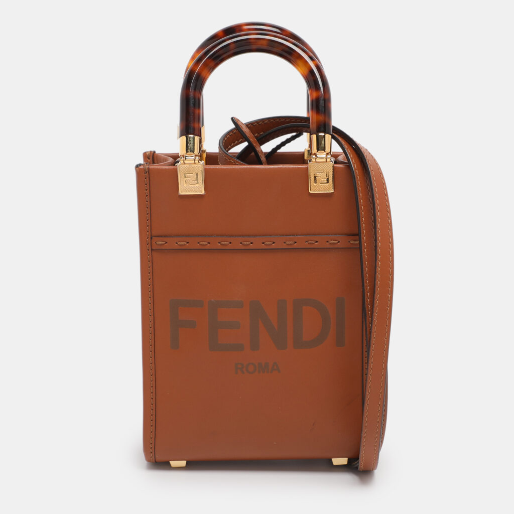 Fendi Brown Leather Sunshine Mini Tote Fendi Brown Leather Sunshine Mini Tote