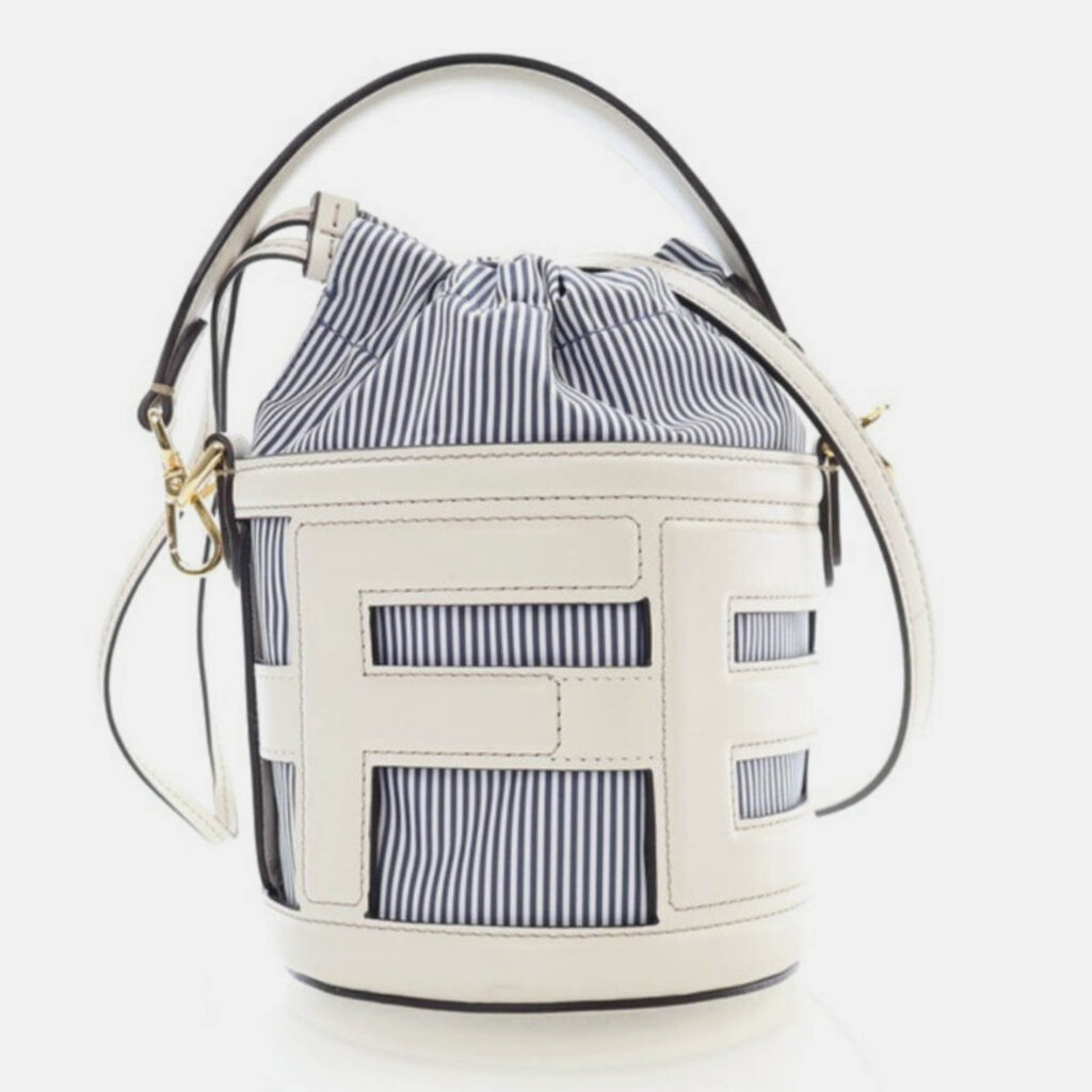 Fendi Step Out Blue/White Leather Bucket Bag