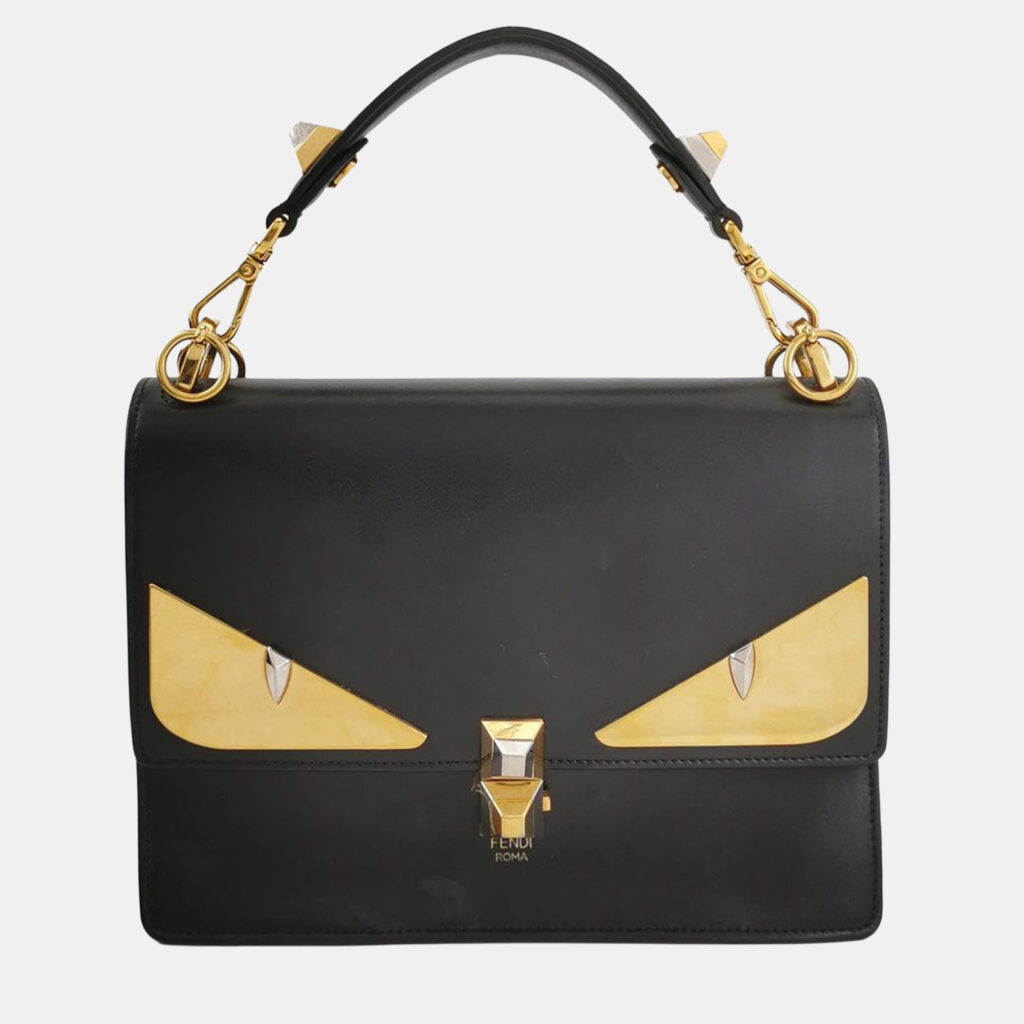 Fendi Black Leather Bugs Kan I Top Handle Bag Fendi Black Leather Bugs Kan I Top Handle Bag