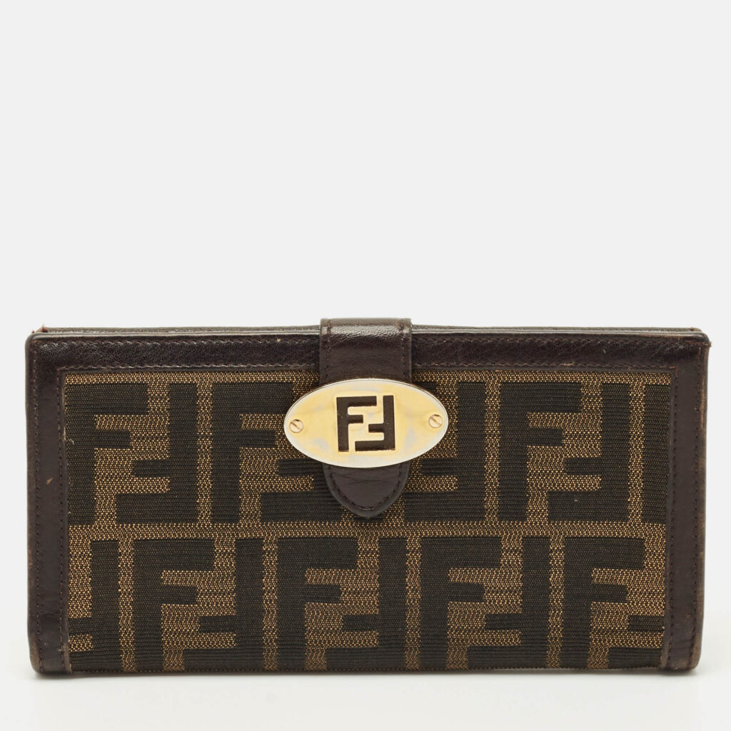 Fendi Tobacco Zucca Canvas and Leather Forever Continental Wallet Fendi Tobacco Zucca Canvas and Leather Forever Continental Wallet