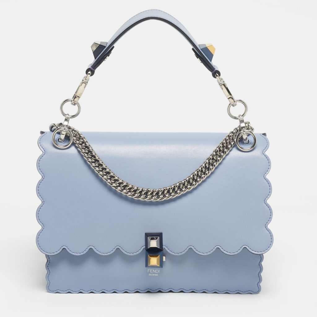 luxury-women-fendi-used-handbags-p1217843-012-1.jpg Fendi Light Blue Leather Medium Scalloped Kan I Shoulder Bag