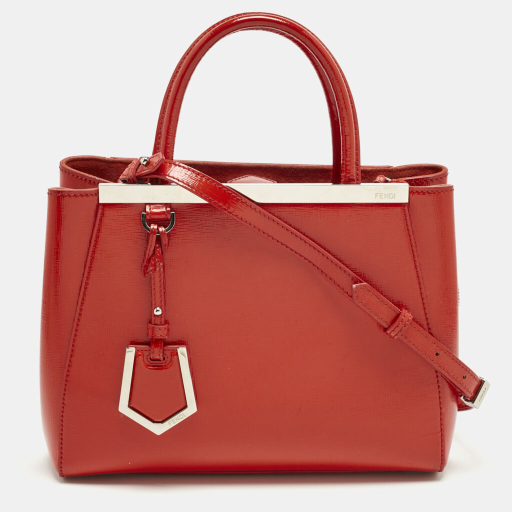 Fendi Red patent Leather Petite 2Jours Tote Fendi Red patent Leather Petite 2Jours Tote