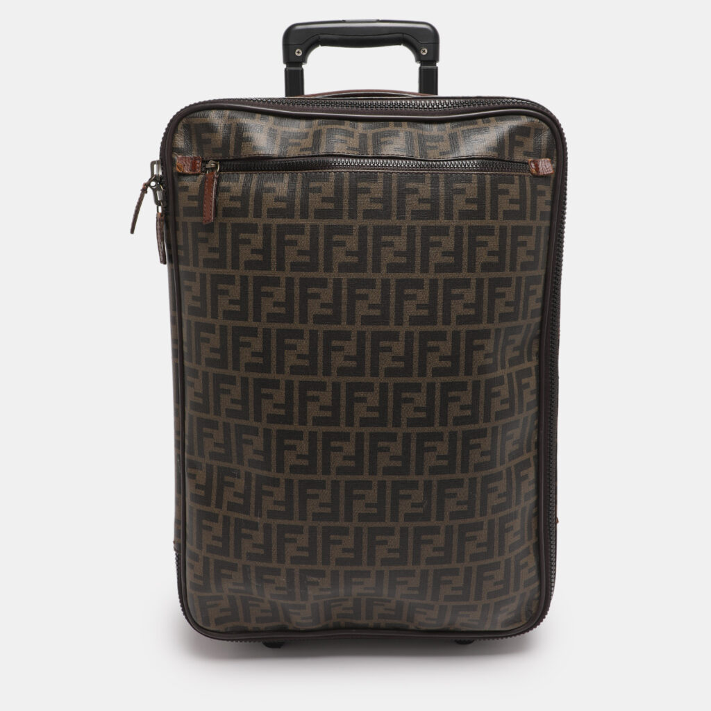 Fendi Tobacco Zucca Coated Canvas And Leather Carry On Luggage Suitcase Fendi Tobacco Zucca Coated Canvas And Leather Carry On Luggage Suitcase