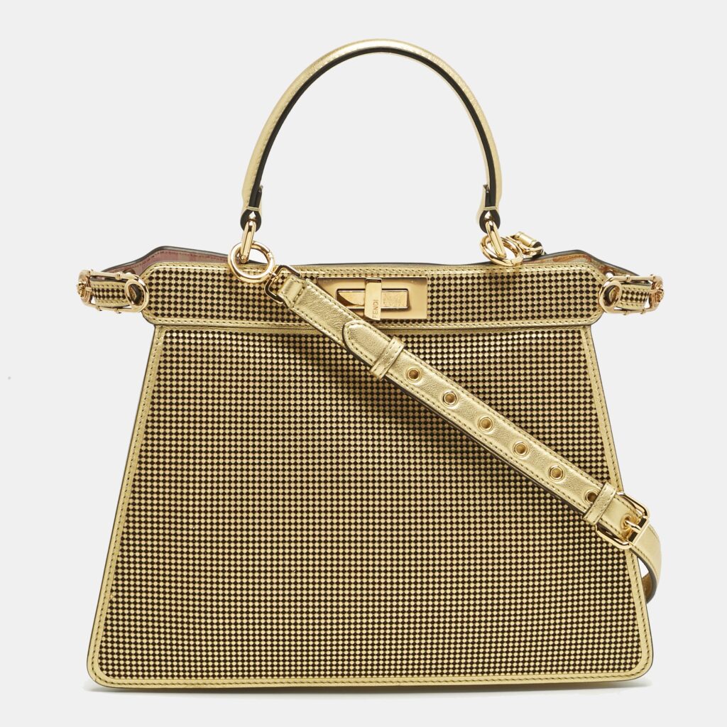 Fendi x Versace Perforated Leather Medium Peekaboo ISeeU Top Handle Bag