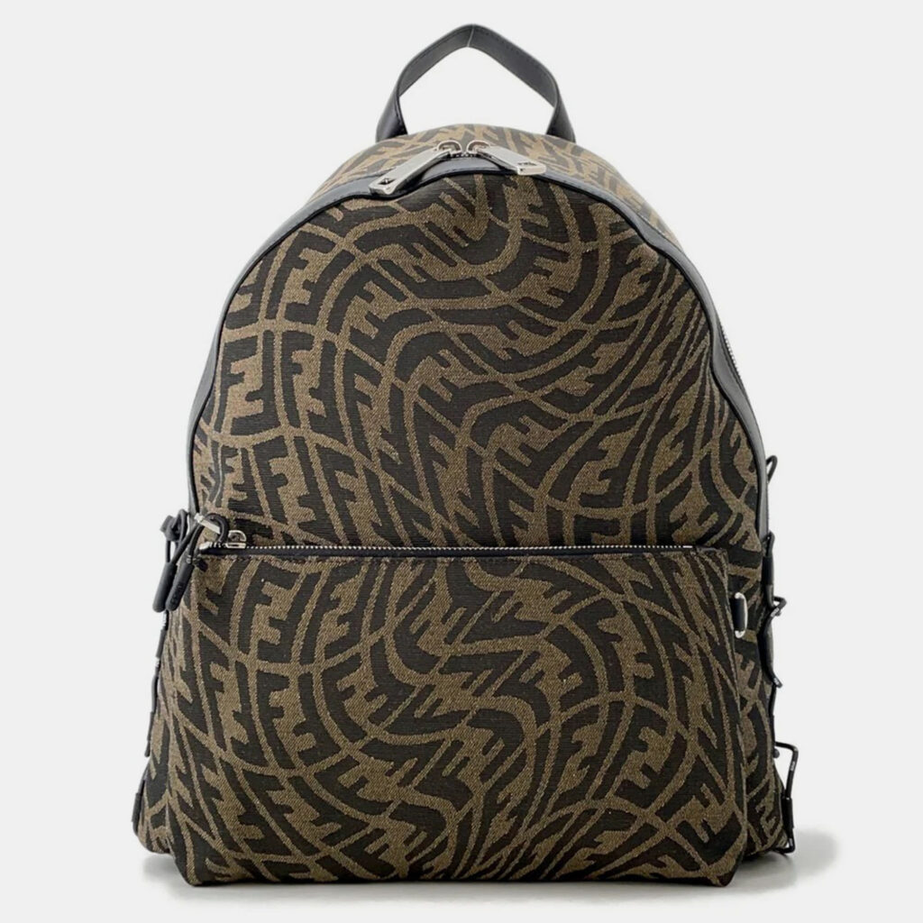 Fendi FF Vertigo Brown Canvas Backpack Fendi FF Vertigo Brown Canvas Backpack