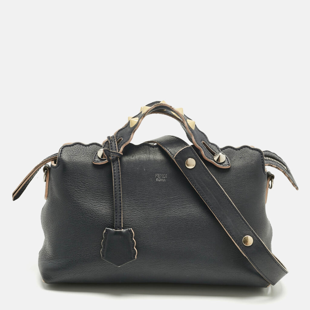 Fendi Navy Blue Leather Medium By The Way Scalloped Bag Fendi Navy Blue Leather Medium By The Way Scalloped Bag