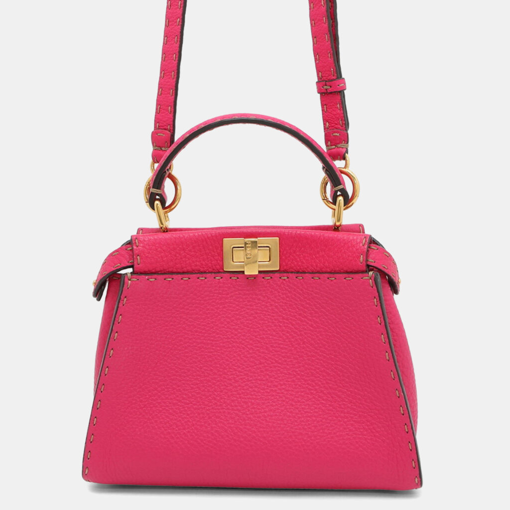 Fendi Selleria Peekaboo Mini Leather Shoulder Bag