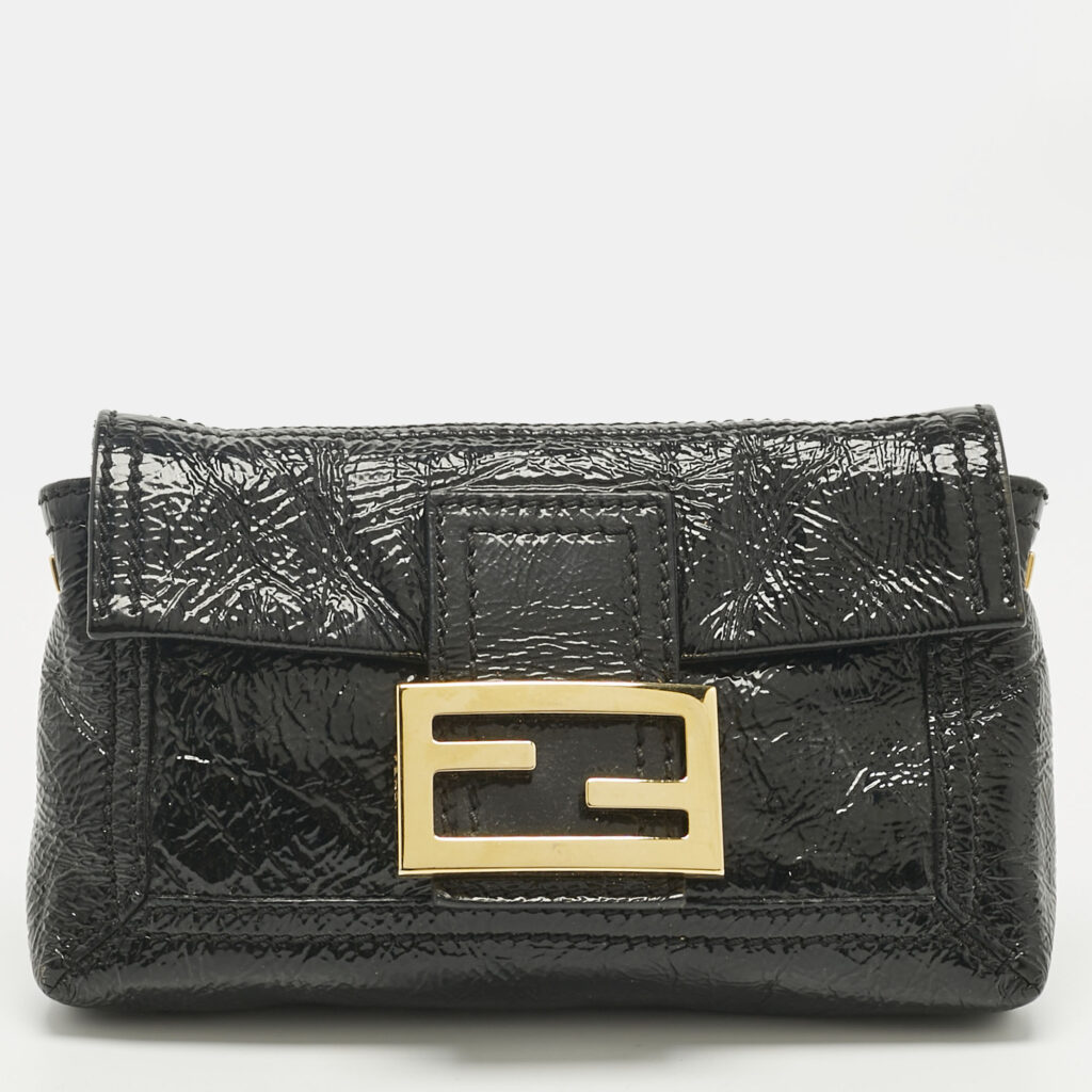 Fendi Black Patent Leather Baguette Clutch Fendi Black Patent Leather Baguette Clutch