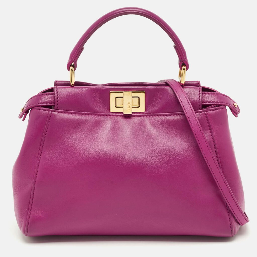 Fendi Fuchsia Leather Mini Peekaboo Top Handle Bag Fendi Fuchsia Leather Mini Peekaboo Top Handle Bag