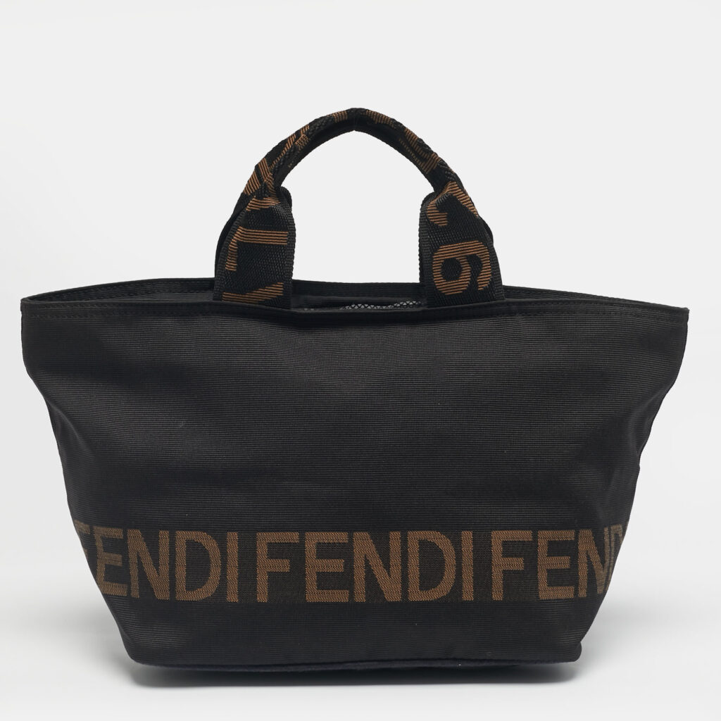 luxury-women-fendi-used-handbags-p1234552-010-1.jpg Fendi Black/Brown Canvas Logo Tote