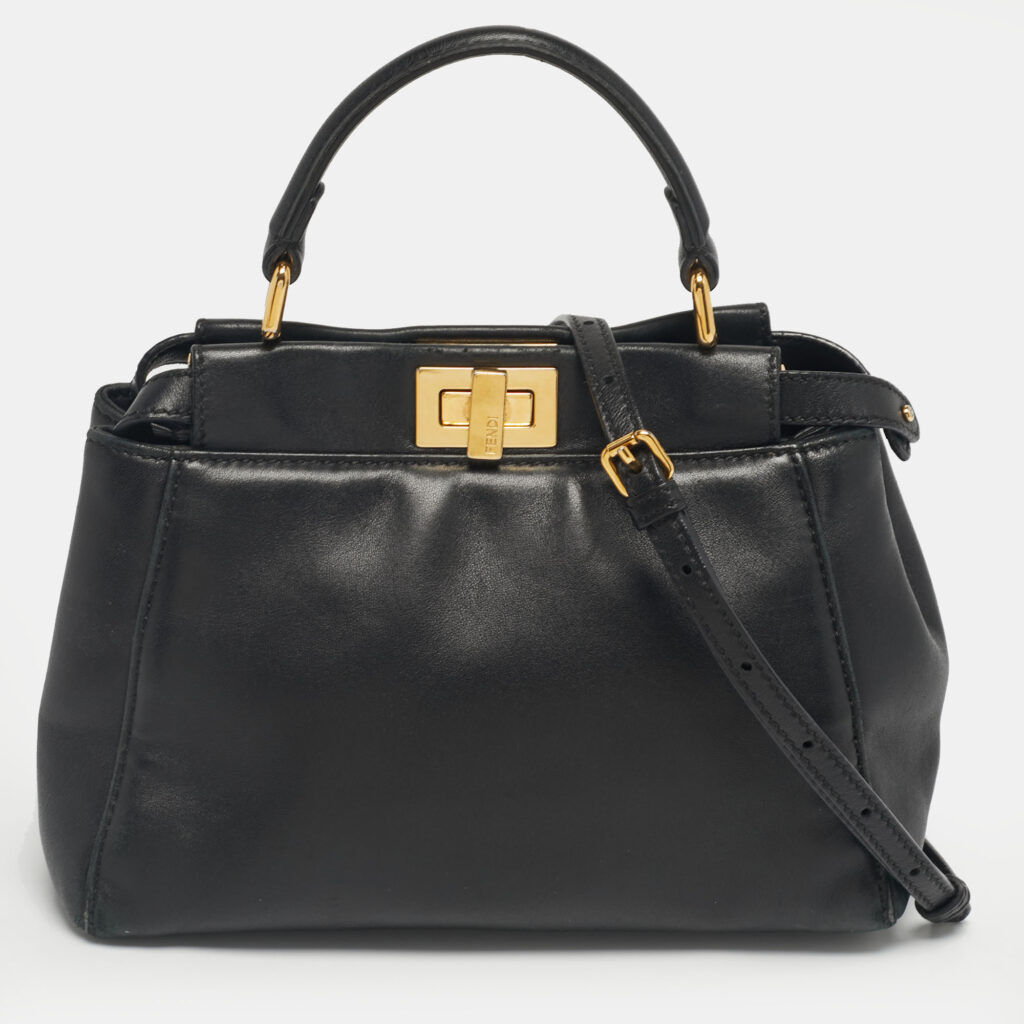 Fendi Black Leather Mini Peekaboo Top Handle Bag Fendi Black Leather Mini Peekaboo Top Handle Bag