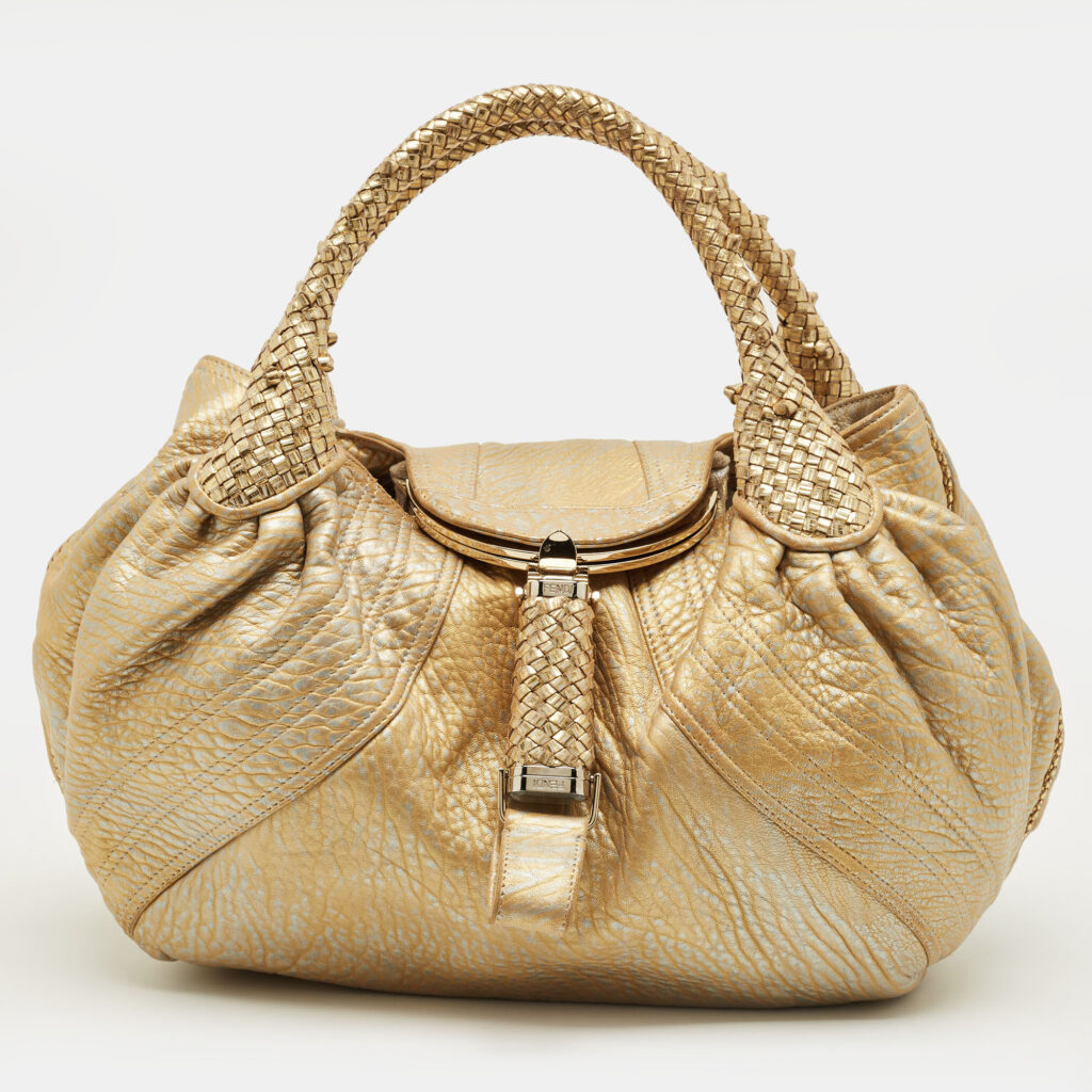 Fendi Gold Textured Leather Spy Hobo Fendi Gold Textured Leather Spy Hobo