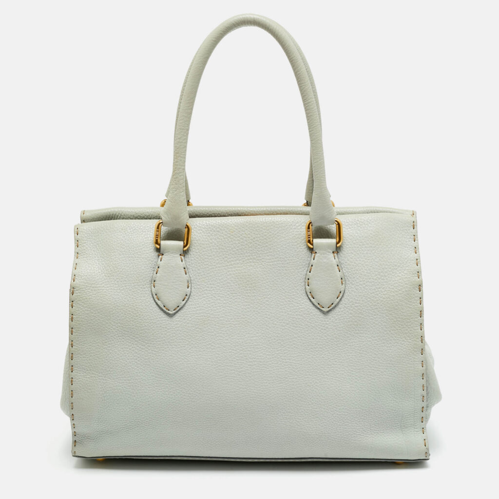 Fendi Mint Green Selleria Leather Firenze Frame Tote Fendi Mint Green Selleria Leather Firenze Frame Tote