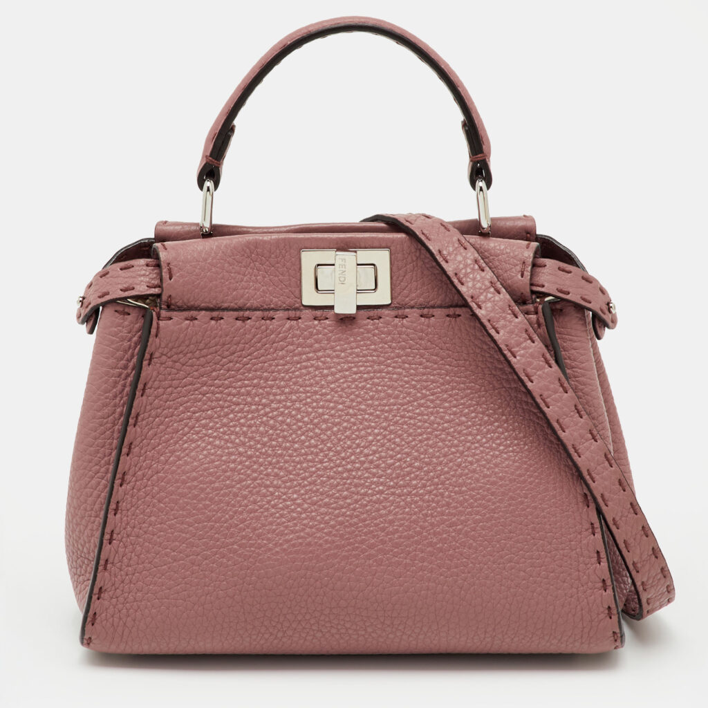 luxury-women-fendi-used-handbags-p1237824-011-1.jpg Fendi Old Rose Pink Leather Mini Peekaboo Top Handle Bag