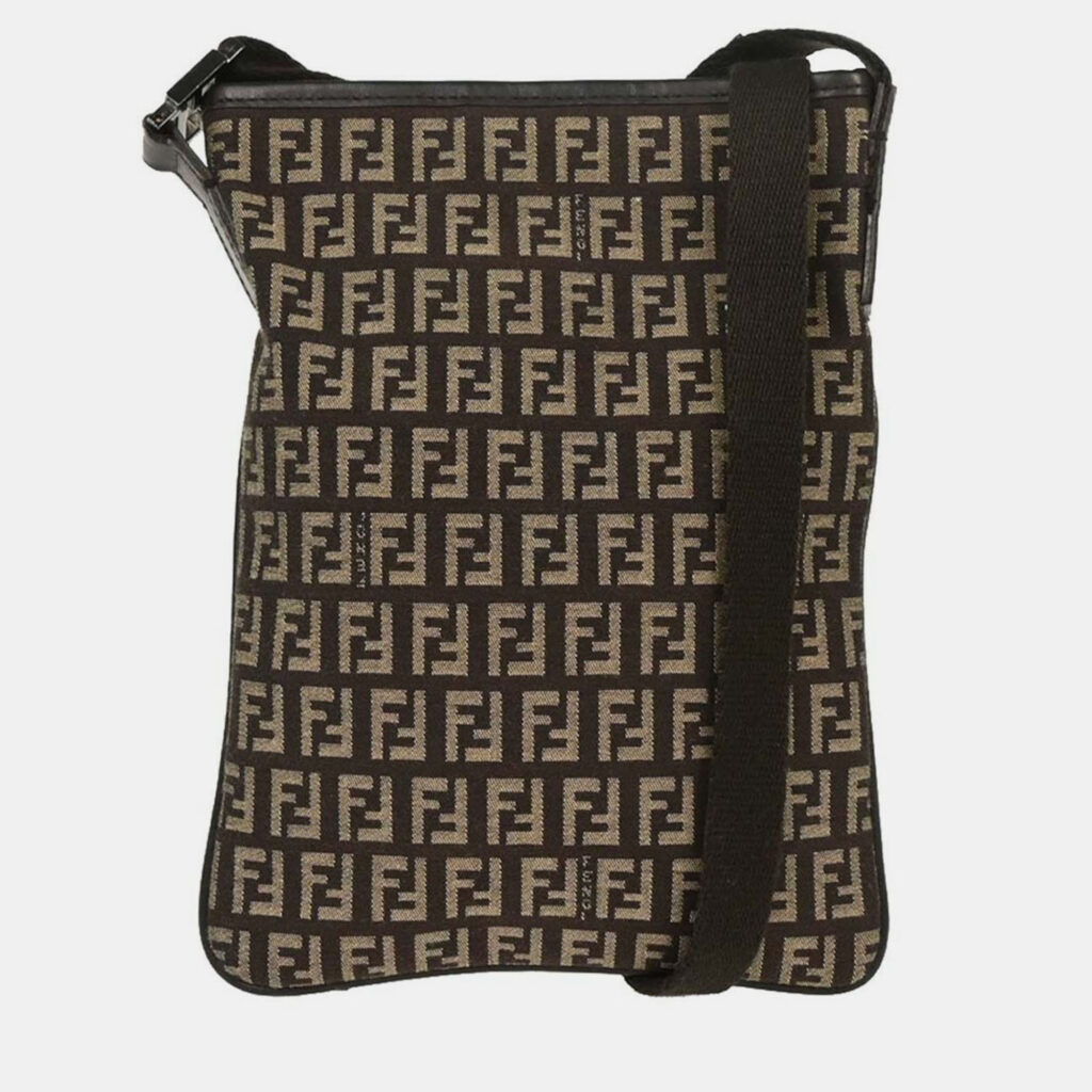 luxury-women-fendi-used-handbags-p1238319-007-1.jpg Fendi Brown Zucchino Shoulder Bag