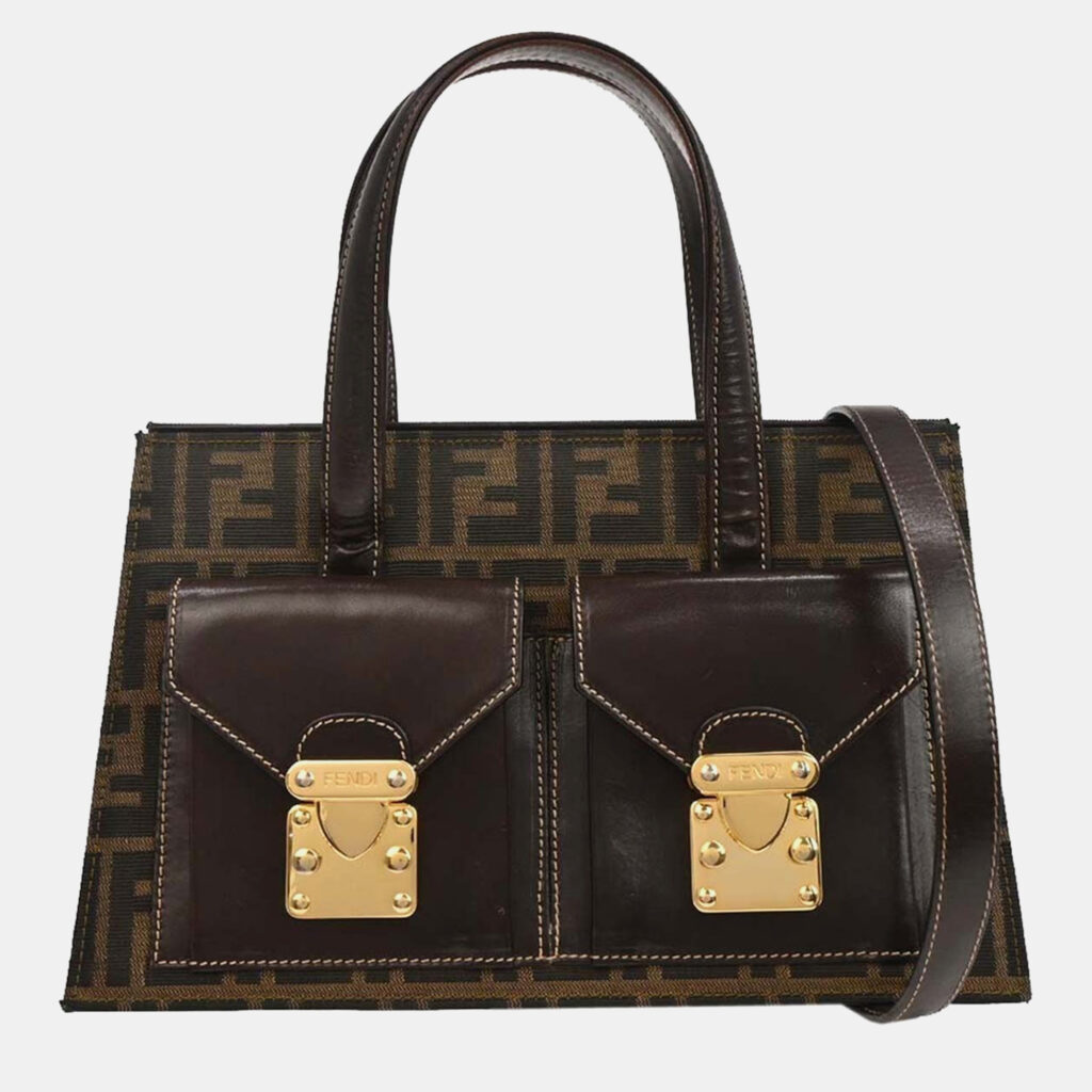 luxury-women-fendi-used-handbags-p1238366-010-1.jpg Fendi Brown Zucca 2way Handbag