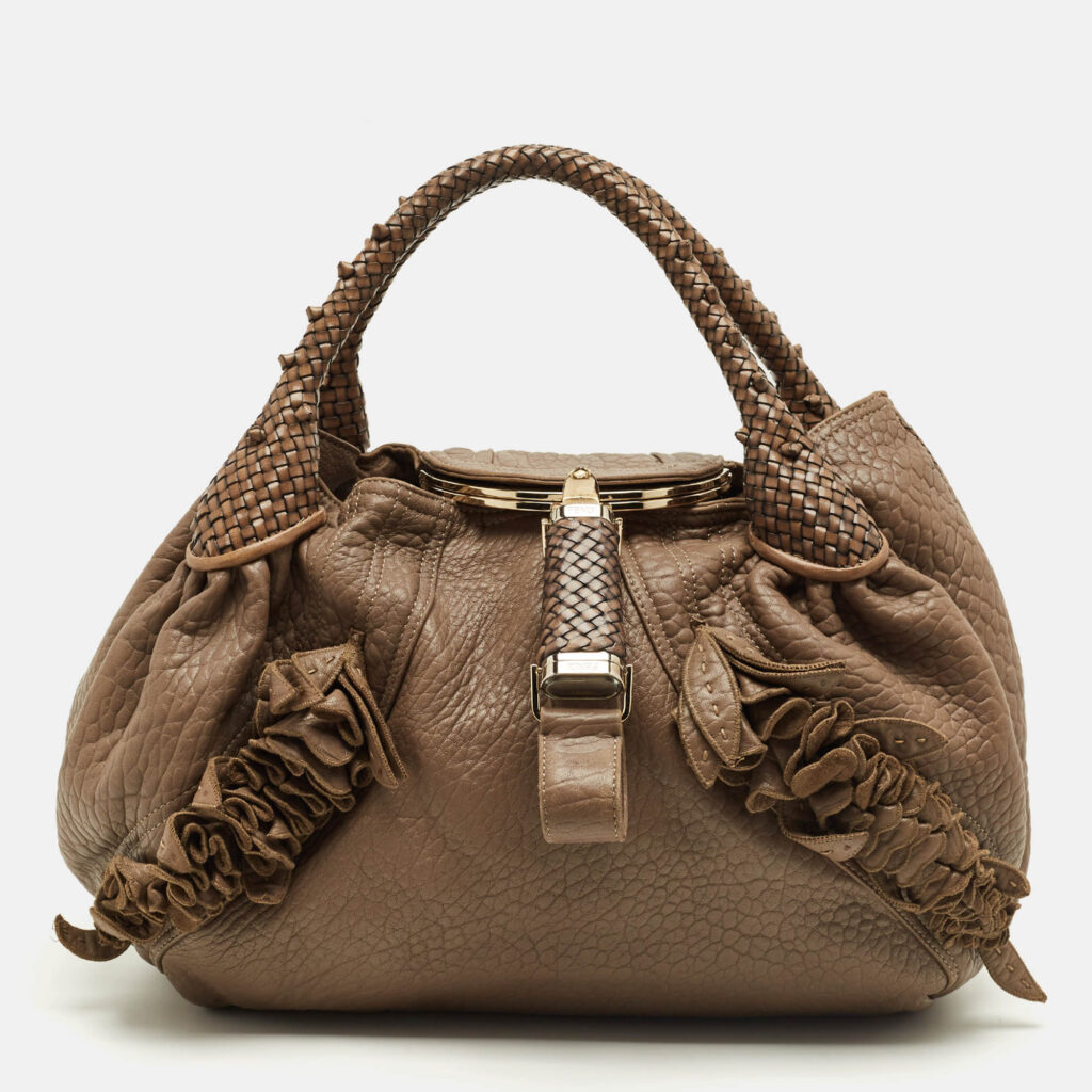Fendi Dark Beige Pebbled Leather Spy Hobo Fendi Dark Beige Pebbled Leather Spy Hobo