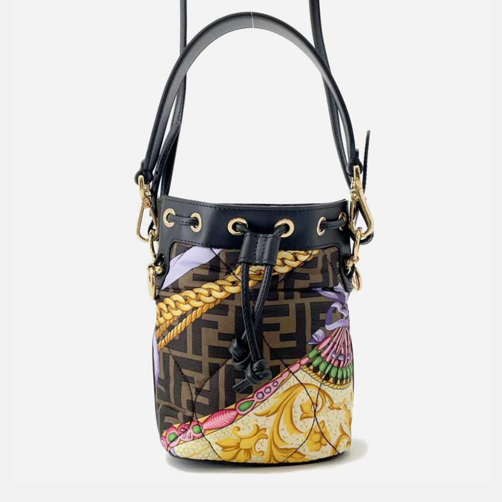 Fendi Fendi X Versace Mon Tresor Multicolor/Brown Nylon Leather Size Mini Fendi Fendi X Versace Mon Tresor Multicolor/Brown Nylon Leather Size Mini
