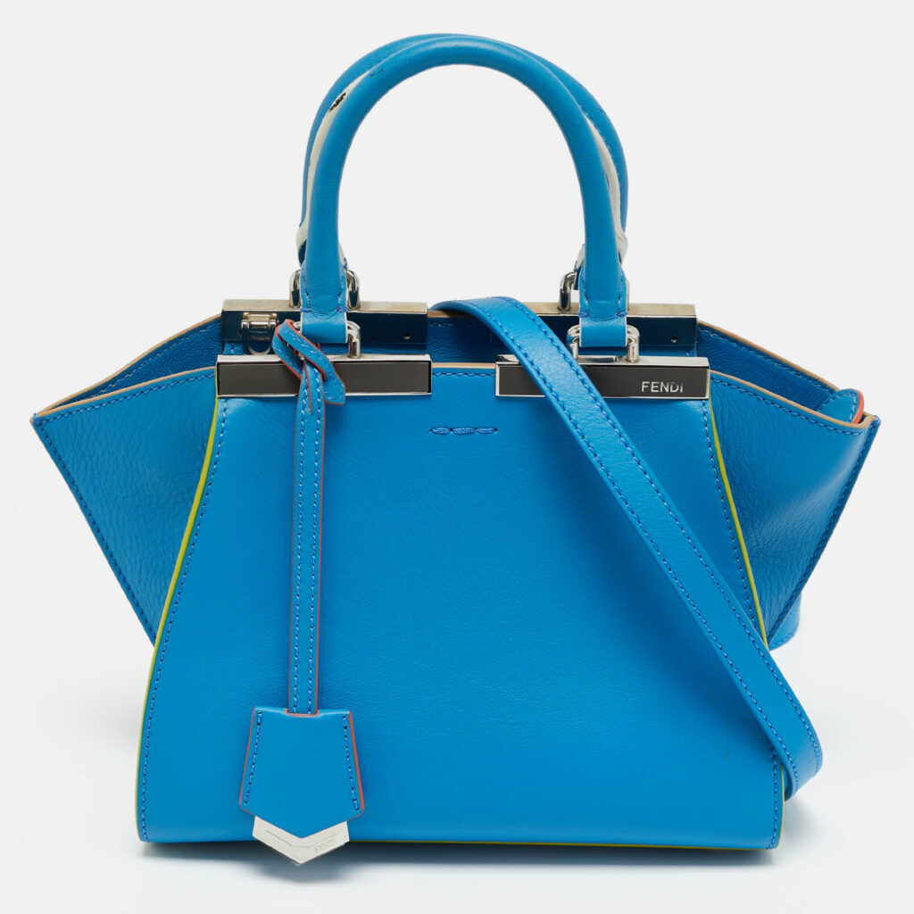 Fendi Blue Leather Petite 3Jours Tote Fendi Blue Leather Petite 3Jours Tote