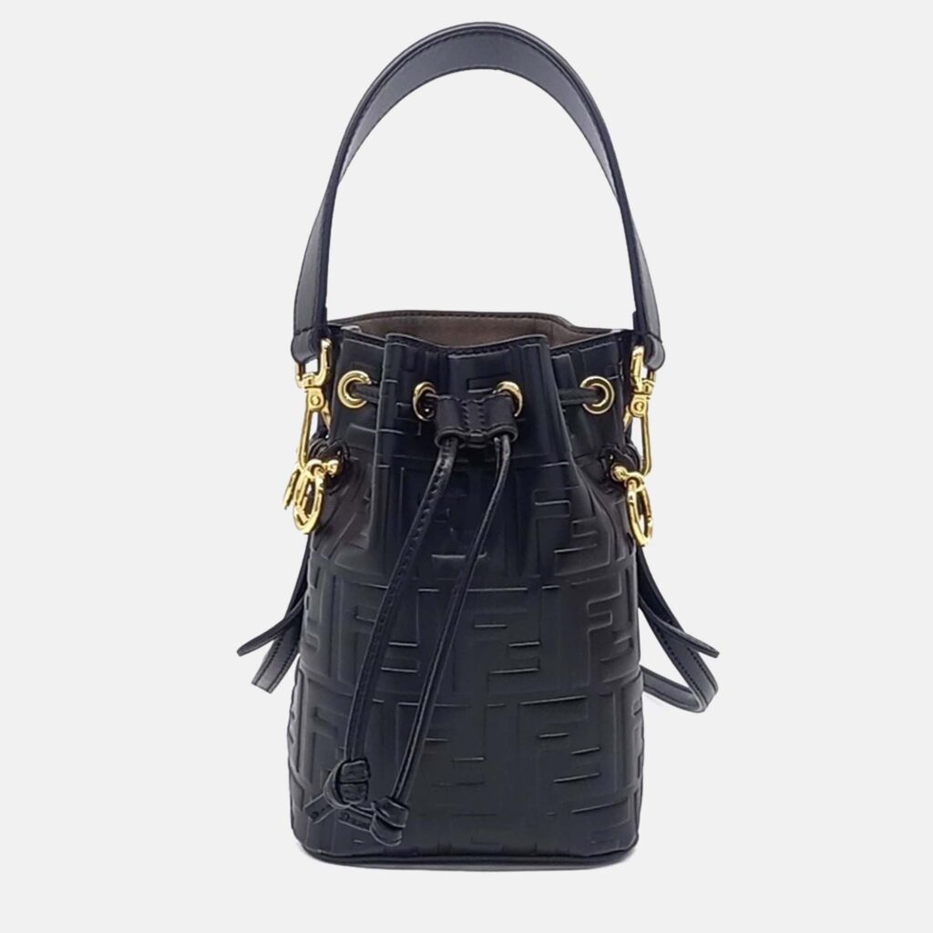 Fendi Black Leather Montrezo Bucket Bag Mini Fendi Black Leather Montrezo Bucket Bag Mini