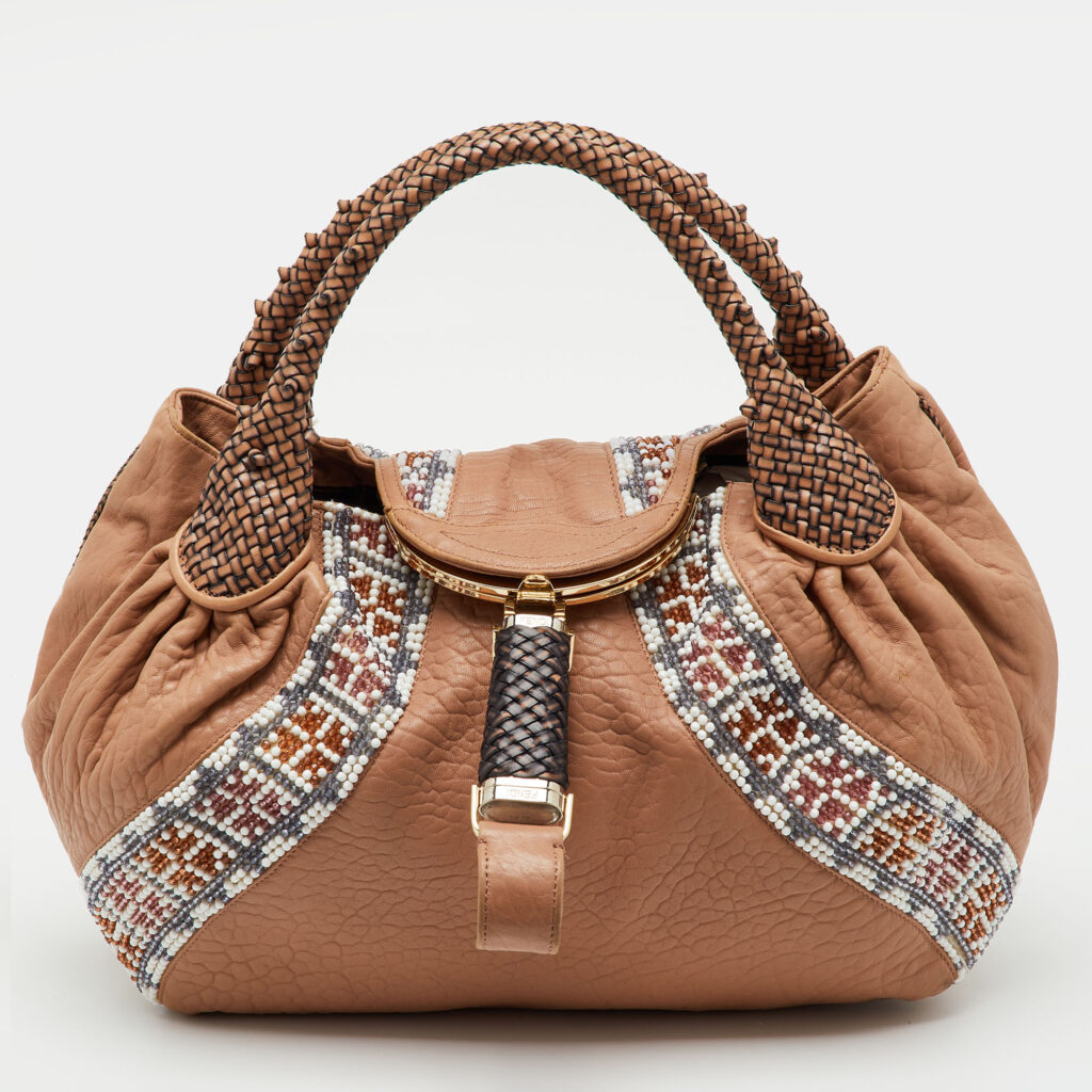 luxury-women-fendi-used-handbags-p1244490-012.jpg Fendi Beige Leather Beaded Spy Hobo