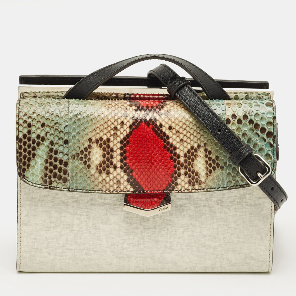 Fendi Demi Jour Mini Multicolor Python and Leather Top Handle Bag Fendi Demi Jour Mini Multicolor Python and Leather Top Handle Bag