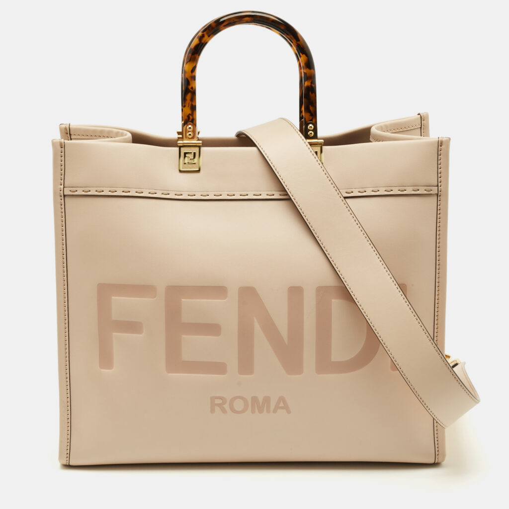 Fendi Sunshine Medium Light Pink Leather Shopper Tote